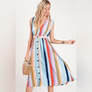 NWT BiBi Modern Love Multicolored Midi Dress